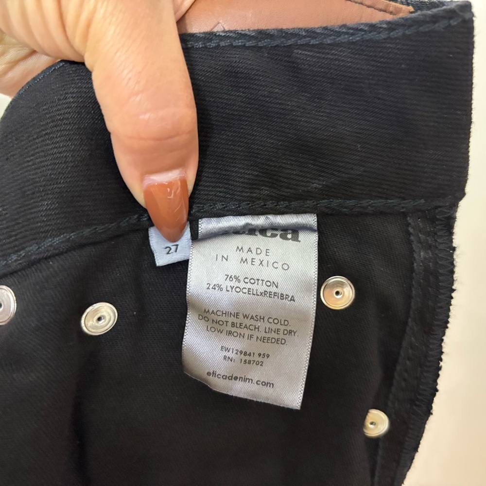 Etica Camille Low Rise Bootcut Jeans Black Drenched Coated Size 27 Sustainable - Picture 12 of 12